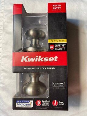 NIB Kwikset Juno Keyed Entry Door Knob Satin Nickel SmartKey